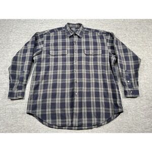 Polo Ralph Lauren Benford Flannel Shirt Mens Large Grey Blue Black Plaid Pockets